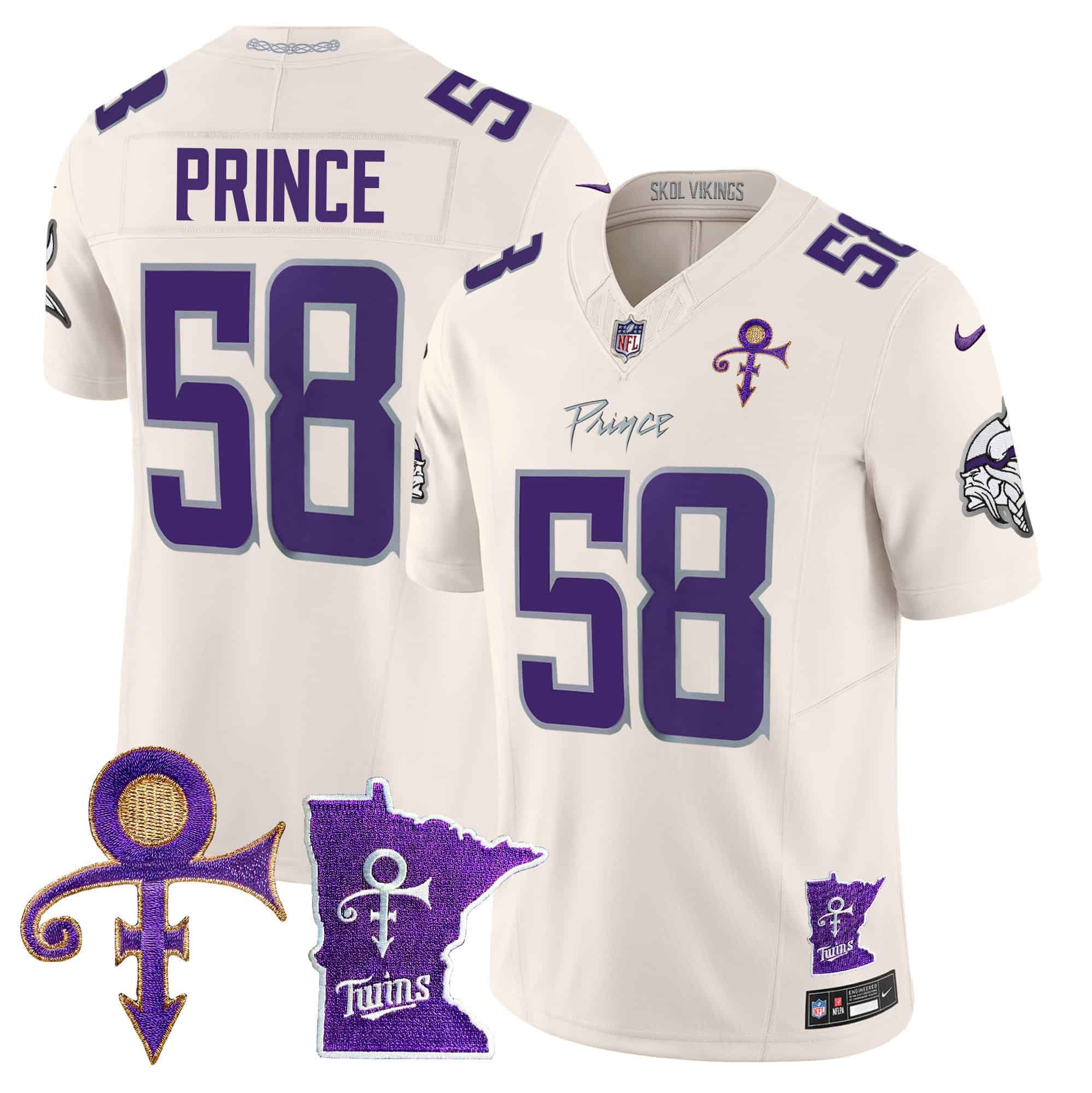 Men Minnesota Vikings #58 Prince Cream 2024 Nike Prince Vapor Limited NFL Jersey